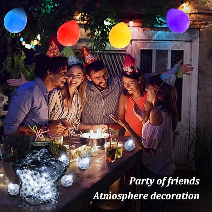 AIKEI 200pcs LED Balloon Lights, White Plus Colorful Mini Balls Lights,Long Standby Time Party Lamps,Waterproof for Paper Lantern,Easter Eggs Decor, Halloween Wedding Birthday Party Decoration
