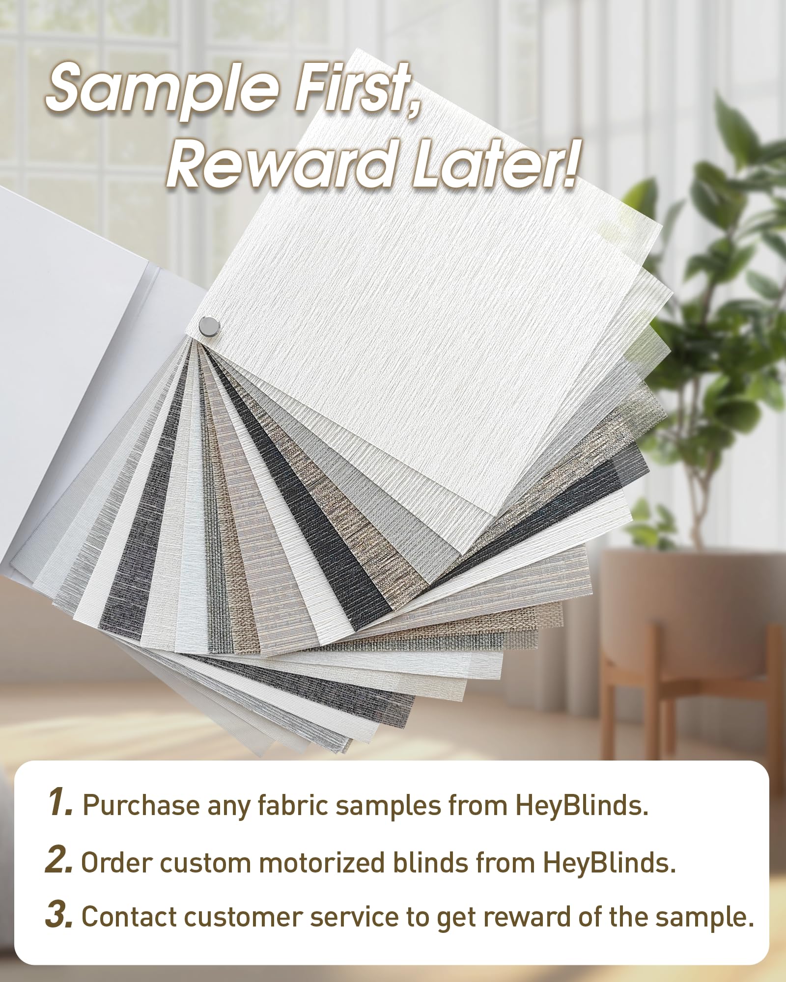 HeyBlinds Light Filtering Motorized Blinds with Remote, Smart Blinds for Windows, Remote Automatic Window Shades, Electric Shades (Light Filtering Roller Shades Fabric Samples)