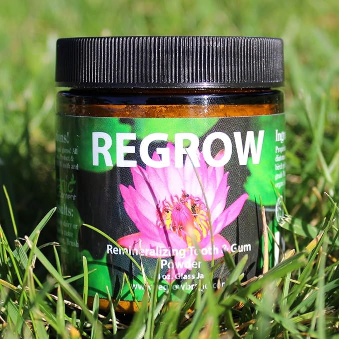 REGROW Remineralizing Tooth Powder - Stop Sensitive Teeth and Gums - Whiter Teeth Naturally - Cleans, Heals, & Protects Teeth and Gums