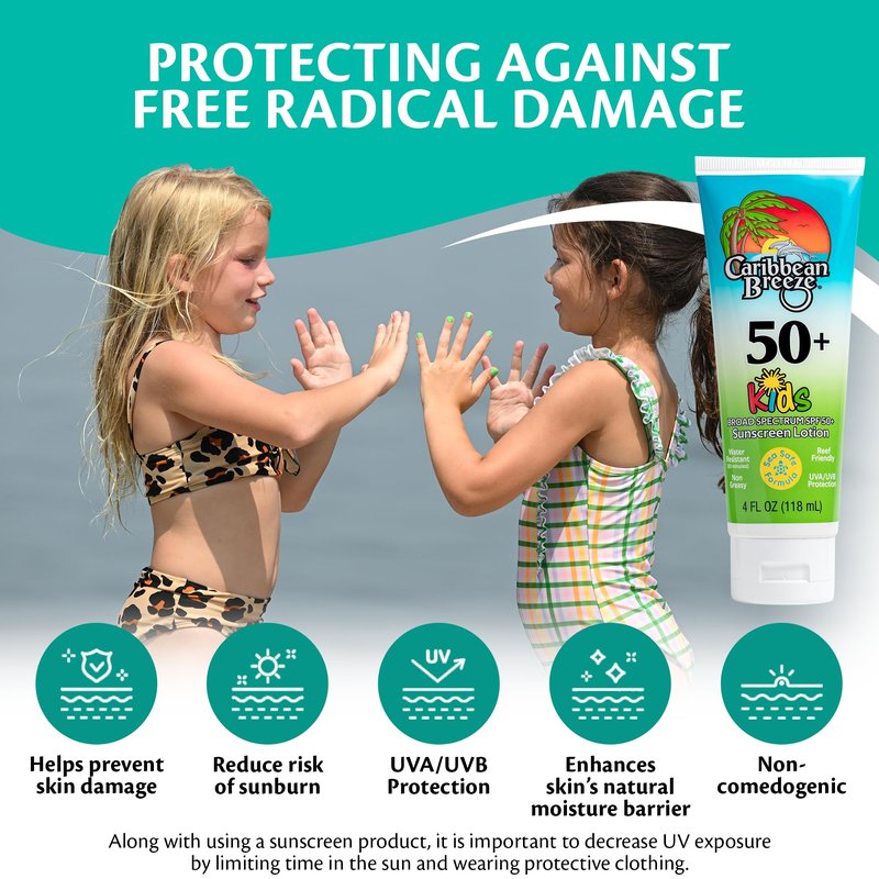 Reef Friendly Kids Sunscreen SPF 50, Mango Lime Scent Body Lotion, Rich in Anti-Oxidants, Water Resistant Up to 80 Minutes, Broad Spectrum, 4 oz, 2 Pack