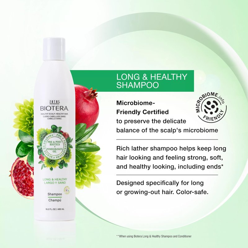Biotera Strengthening Shampoo for Long, Growing Hair - Strengthens & Reduces Breakage with Coconut & Pomegranate Oil, Enhances Shine & Softness, Color-Safe, Vegan, 32 Fl Oz