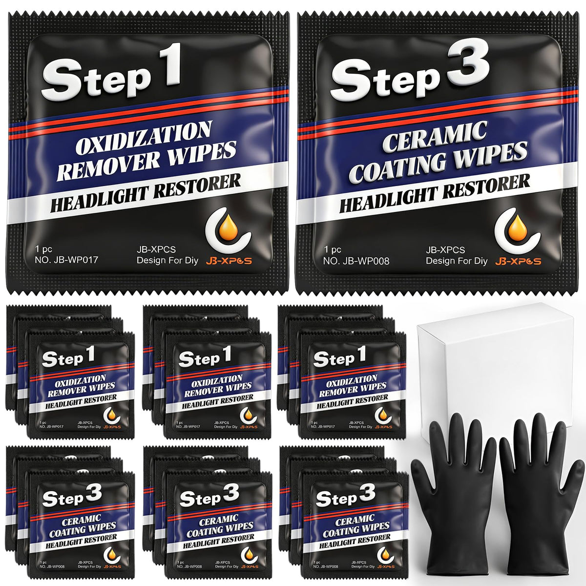 Demissle 21 Pcs Headlight Restoration Kit Includes 10 Remover Wipes 10 Coating Wipes 1 Glove Headlights Cleaner Kit for Restores
