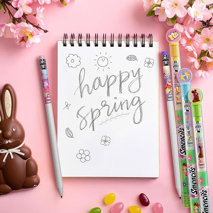 Spring Smencils (2 Pack) - HB #2 Patented Gourmet Scented Pencils, 5 Count, Gifts for Kids, School Supplies, Classroom Rewards, Easter day