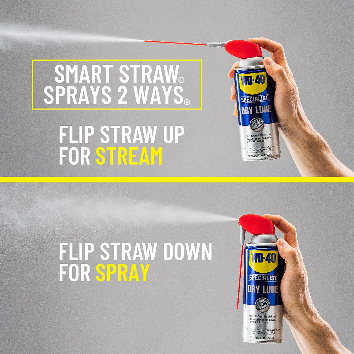 WD-40 Specialist Dry Lube with Smart Straw, Lubricant for Corrosion Protection on Table Saws, Drills and Lathes, Industrial Strength Friction-Reducing Formula, 10 Oz., 6-pack case
