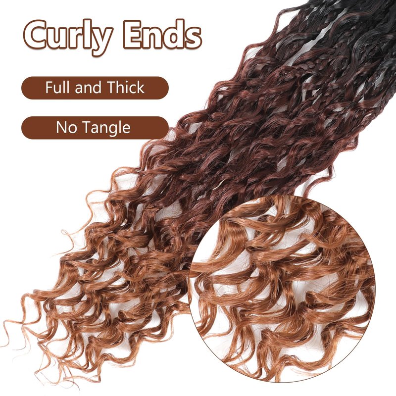 8 Packs Crochet Box Braids Hair-18 Inch Crochet Hair For Black Women Pre loople Crochet Hair with Curly Ends Goddess Box Braids Crochet Hair Braiding Hair Crochet Braids Hair for Black Women(1B/33/30)