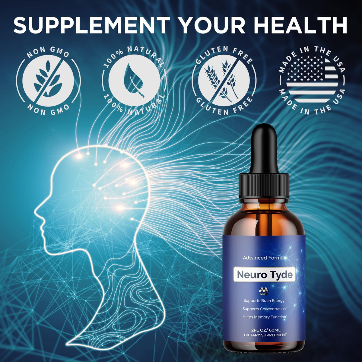 (2 Pack) Neuro Tyde Drops, Official NeuroTyde Memory and Focus Support Supplement, Advanced Overall Health and Wellness Vitamin with Maximum Strength Ingredients Supporting Brain Health (60 Servings)