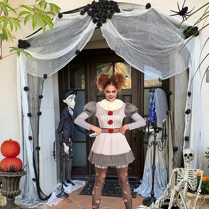 Niurui Halloween White Creepy Cloth 315 x 79 Inch Spooky Gauze Clothes Halloween Scary Decoration for Haunted Houses Party Supplies Indoor Outdoor