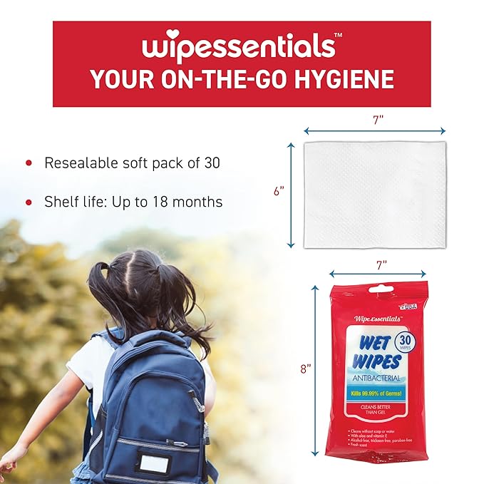 WipeEssentials Hand Sanitizer Hand Wipes for Adults and Kids - 360 wipes - 12 Packs of 30ct Hand Sanitizing Wipes, Travel Essentials