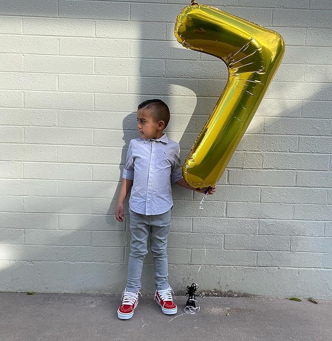 Gold Number 7 Balloon 40 Inch, 7 Balloon Number, 7th Birthday Decorations, Gold Party Supplies for Boys Girls