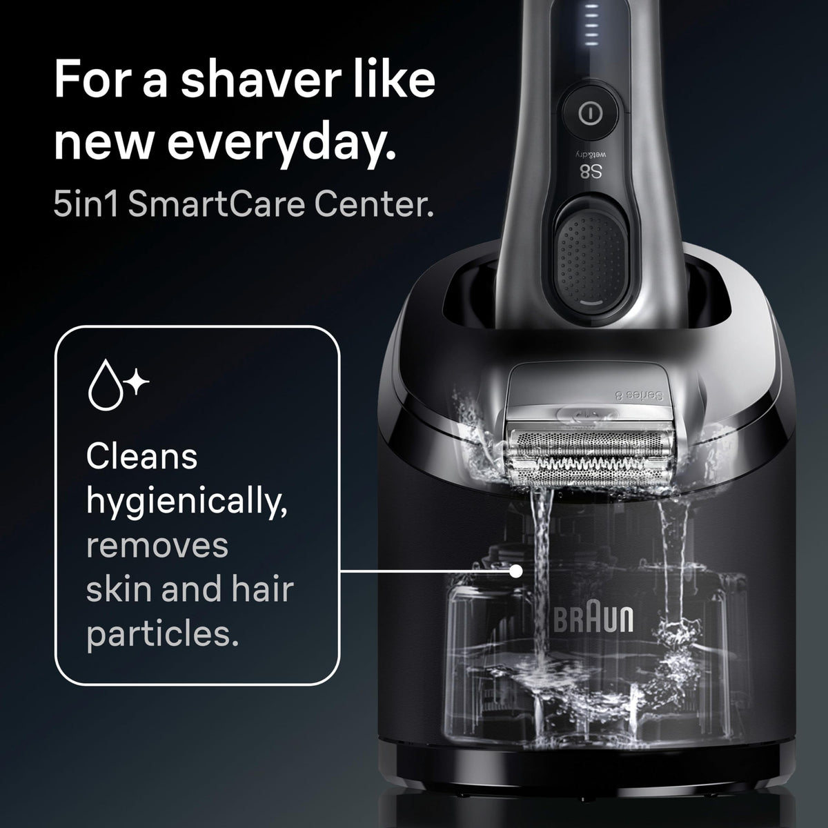Braun Series 8 8567cc Electric Razor for Men, 4+1 Shaving Elements & Precision Long Hair Trimmer, 5in1 SmartCare Center, Close & Gentle Even on Dense Beards, Wet & Dry Electric Razor, 60min Runtime