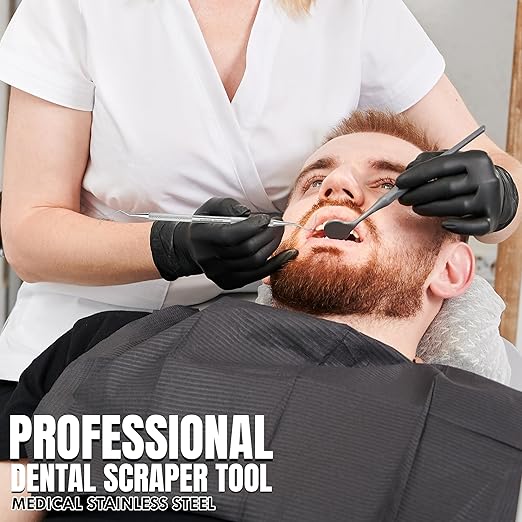 Professional Dental Tools Tartar Scraper for Dentist, Personal Use and Pets Stain Plaque Remover for Teeth, Premium Oral Care Double Ended Dental Probe Scaler | Stainless Steel
