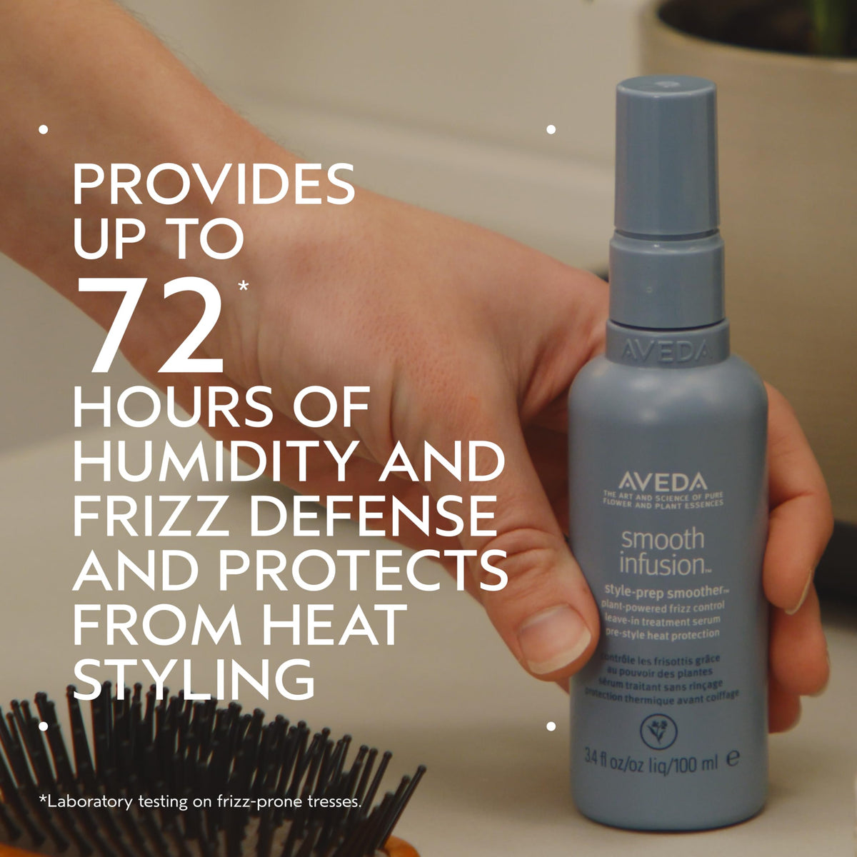 Aveda Smooth Infusion Style-Prep Smoother | Leave-In Anti-Frizz Serum | 72-Hour Frizz Defense & Control | Heat Protectant | 98% Naturally Derived*, 3.4 Fl Oz