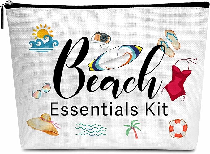 Summer Cosmetic Bag, Cruise Gift Makeup Bag with Zipper for Toiletry Bag Accessories, Beach Lover Gifts for Women Girls Birthday- B15