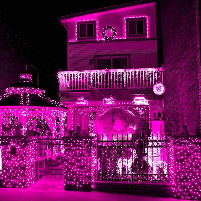 weillsnow Pink Valentine's Day Lights Outdoor, 164 FT 500 LED String Lights Plug in, 8 Modes Waterproof Fairy Lights for Valentines Day, Christmas, Party, Wedding, Bedroom, Garden Decorations
