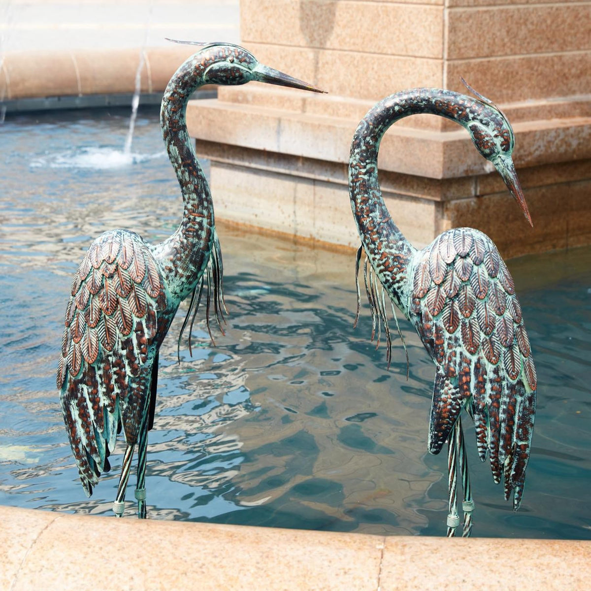 Kircust Garden Crane Statues Metal Heron Outdoor Statue, 46 Inch