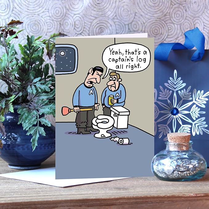 Men's Funny Adult Birthday Greeting Card (5" x 7") by Smart Alex 3 Pack + 3 Envelopes (Star Trek Captain's Log)