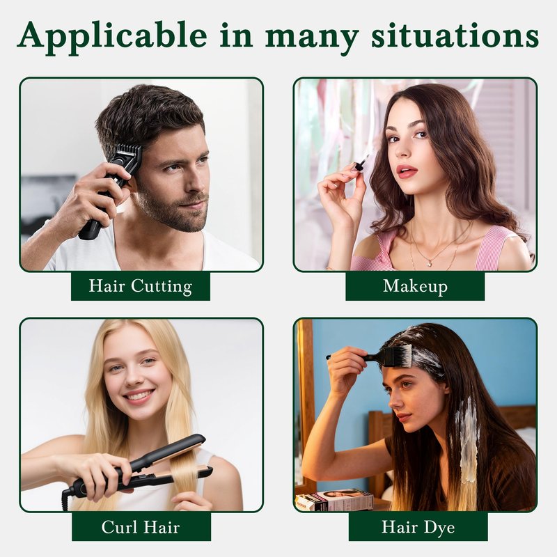 3 Way Mirror for Self Haircut with Adjustable Hook - 360° Trifold Barber Mirror, HD Anti-Distortion Glass, Portable Black Mirror for Hair Cutting, Shaving, Braiding & Makeup (Door/Wall/Tabletop Use)