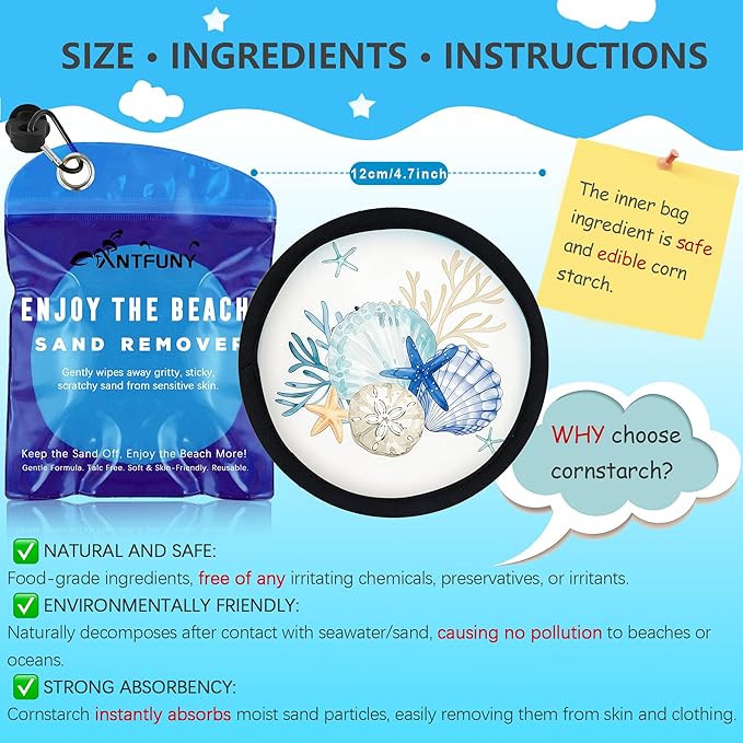 Antfuny Sand Remover for Beach Family Essentials Women Wipe Off Mitt Duster Cup Holder Game Toy Cruise Ship Accessories Summer Vacation Must Have Hawaii Trip Essential Honeymoon Gift Towel