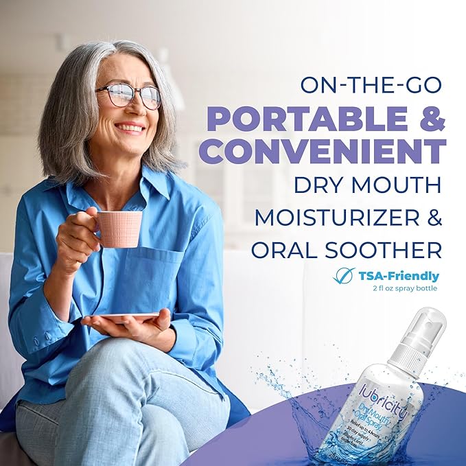 Lubricity Dry Mouth Oral Spray for Symptomatic Relief of Dry Mouth, Flavorless - 2 oz, 30 Day Supply