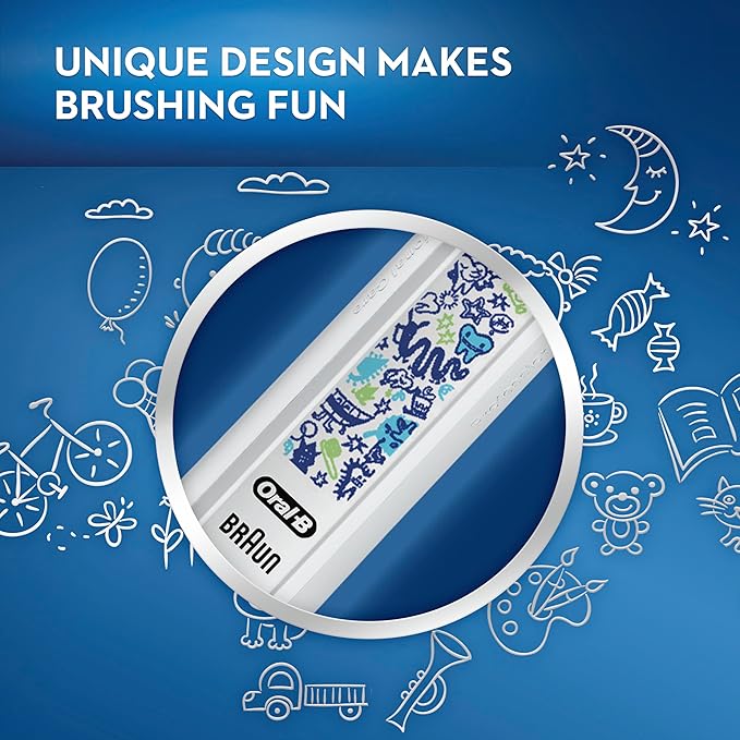 Oral-B Kids Electric Toothbrush with Coaching Pressure Sensor and Timer, Rechargeable Toothbrush with Brush Head, Sparkle & Shine