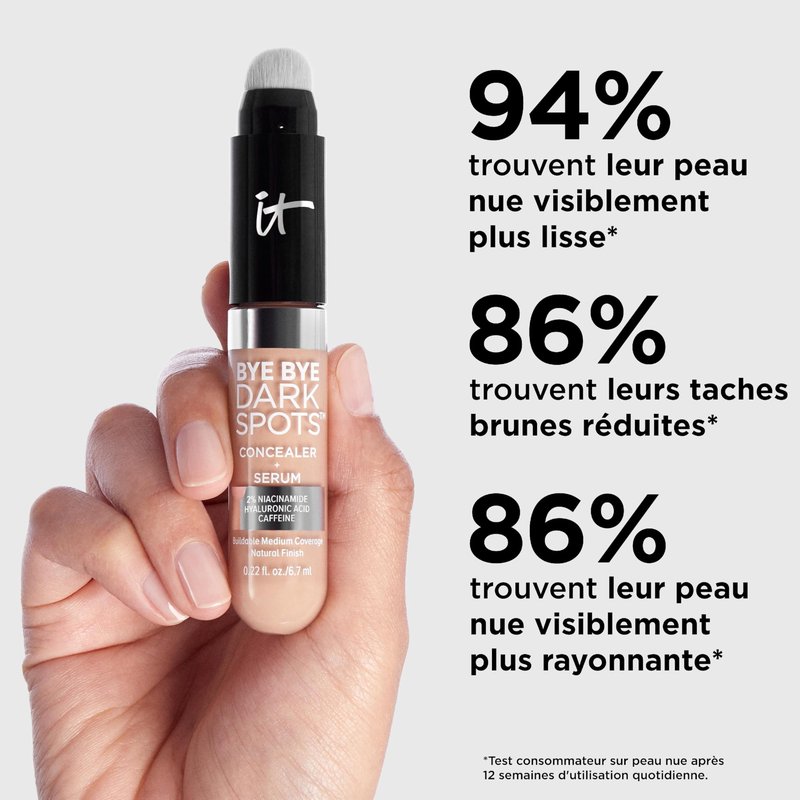 IT Cosmetics Bye Bye Dark Spots Concealer + Brightening Serum – 2% Niacinamide, Hyaluronic Acid & Caffeine - Medium Coverage, Natural Finish, All Skin Types – 11 Fair Neutral, 0.22 fl. oz
