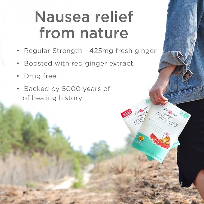The Ginger People Ginger Rescue Digestive Wellness Lozenges (Hard) | Regular Strength - 425mg | Morning Sickness, Nausea, Upset Stomach, Mild Gas & Indigestion, 30 Count (Pack of 1)