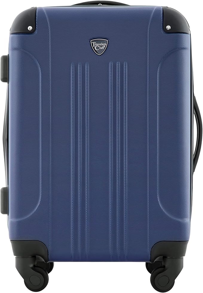 Travelers Club Chicago Hardside Expandable Spinner Luggage, Navy Blue, 22" Carry-On