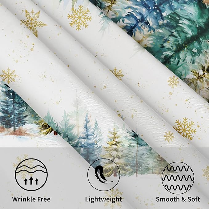 Christmas Round Tablecloth 70 Inch Xmas Tree and Snowflake Pattern White Table Cloth Circle Winter Holiday Table Cover Washable Polyester Indoor Decor for Home Kitchen Dinning Party