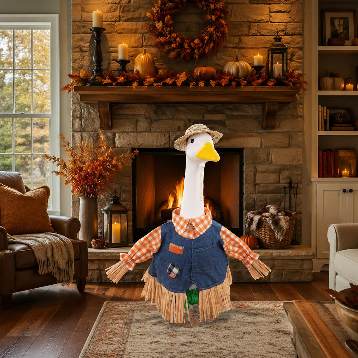 Fall Scarecrow Porch Goose Outfit Autumn Goose Costume for Outdoor Decor