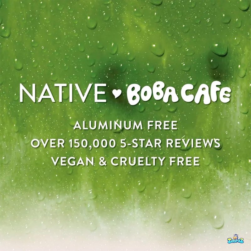 Native Aluminum Free Deodorant, Limited Edition Strawberry Matcha, 72 Hour Odor Protection, for Women and Men, Boba Café, 2.65oz - Pack Of 02
