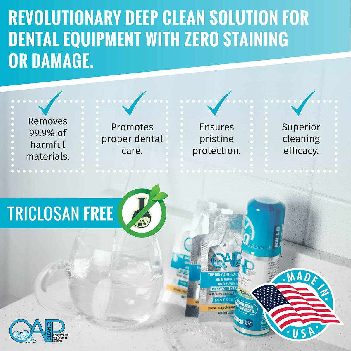 Orthodontic Cleaner by OAP Cleaner | Retainer Cleaner, Denture Cleaner, and Mouth Guard Cleaner | 60 Second Gel Cleanser | Paraben, Sulfate and Triclosan Free | 60 mL Bottle