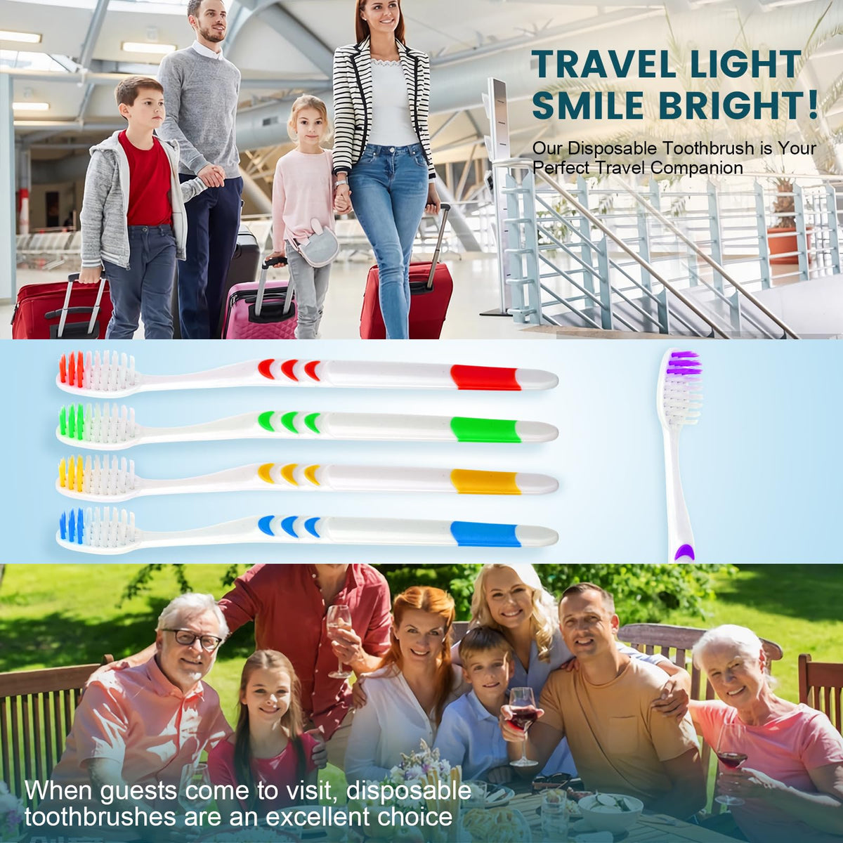 Navona 150 PCS Premium Individually Wrapped Bulk Toothbrush Pack, Disposable Toothbrushes, Kids Toothbrush, Medium Soft Bristle Toothbrushes, Ergonomics Handle, Perfect for Travel Hotel Donation