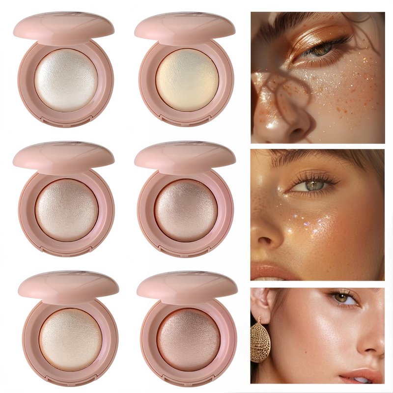 MAEPEOR Baked Highlighter Buildable Lightweight Natural Look Baked Highlighter Powder Palette, Highlight Face for a Shimmery or Matte Finish (Color 05)