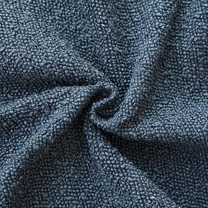 Foindtower Set of 2, Decorative Textured Boucle Throw Pillow Covers Accent Solid Pillow Cases Neutral Couch Cushion Case for Chair Sofa Bedroom Living Room Home Decor 26x26 Inch Dark Blue