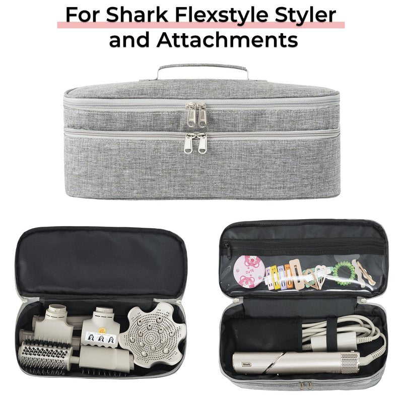 GREENESTA Hair Tools Travel Bag Compatible With Shark Flex Style Attachment, Shark Airwrap Flexstyle, Dyson Airwrap | Travel Case For Sharkflex Styler | (Grey)