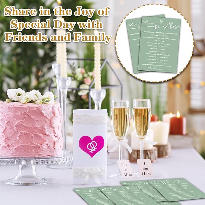 Would She Rather Bridal Shower Game, Sea Green Bridal Shower Games, 30 Elegant Wedding Game for Bachelorette Engagement Party Supplies - A09