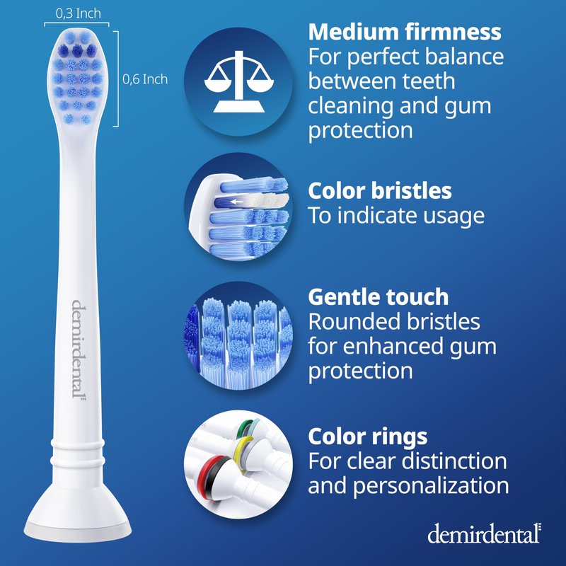 Toothbrush Heads mini Medium Compatible with Philips Sonicare Toothbrush Heads - Small Medium Replacement Heads - Daily Precision Brush Heads - White - Replaces HX6028-8 Pack