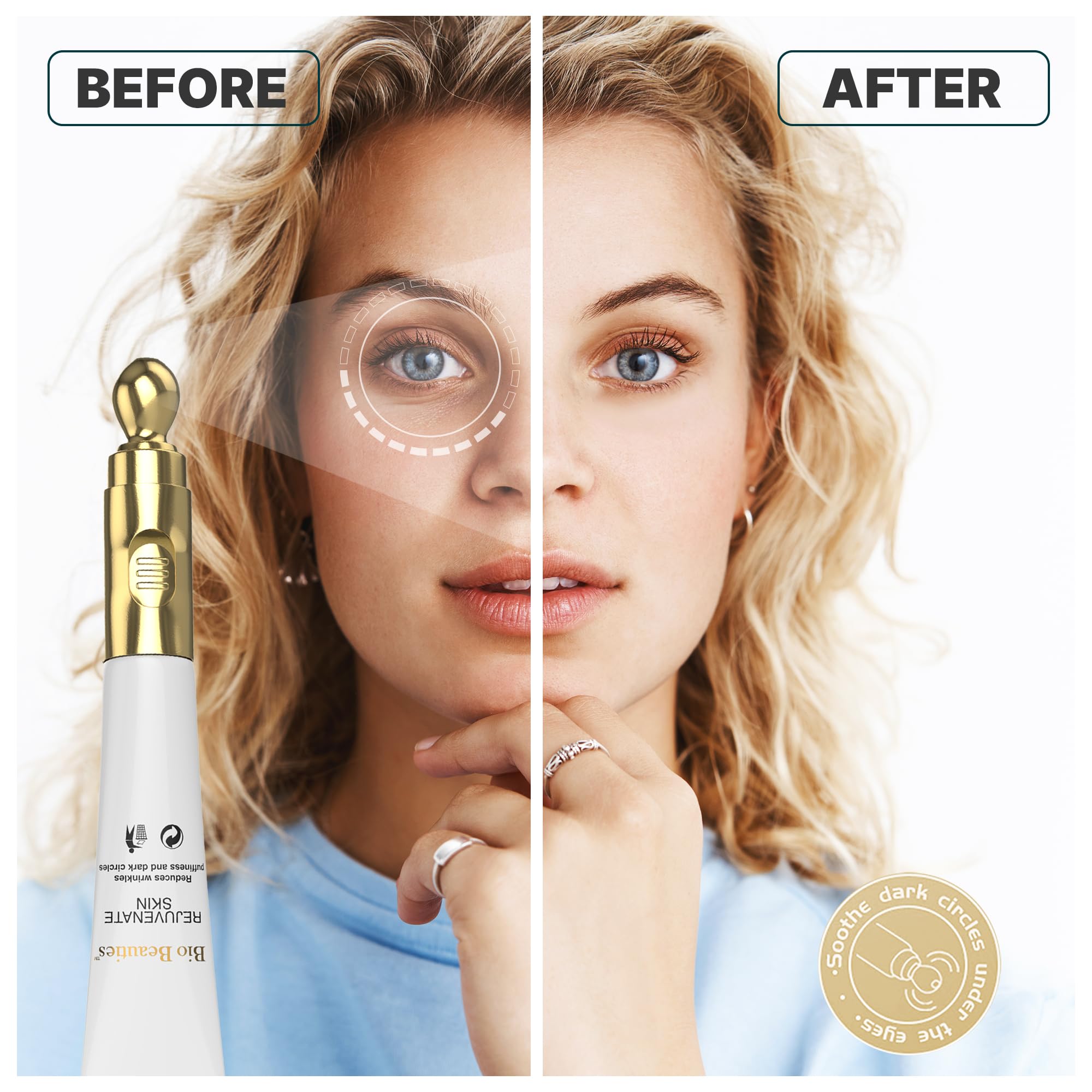 Retinol Under Eye Cream with Electric Massager - Hydrating Retinol Eye Cream to Reduce Dark Circles, Wrinkles, & Puffiness for Men & Women- Anti-Aging Cream for Fast Absorption & Smooth, Youthful Skin