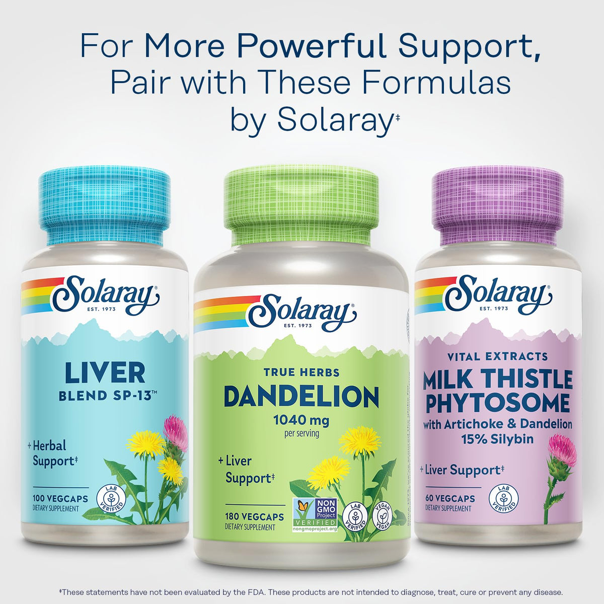 Solaray Dandelion Root 1040 mg - Natural Dandelion Root Supplement for Women and Men, Herbal Caps for Health Support, Non GMO Project Verified - 60 Vegan Capsules