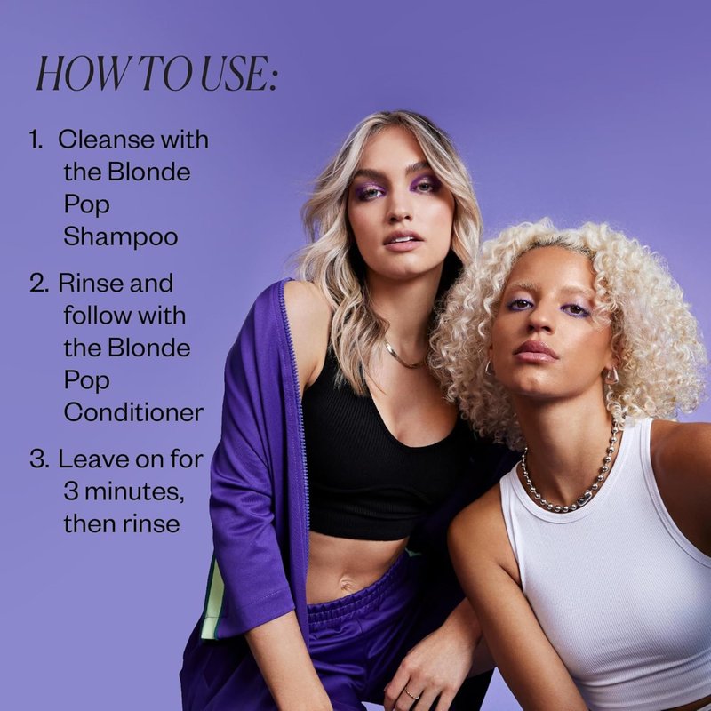 IGK BLONDE POP Purple Toning Conditioner | Hydrates, Brightens + Neutralizes Brass for Blonde & Highlighted Hair | Vegan + Cruelty Free | 8oz