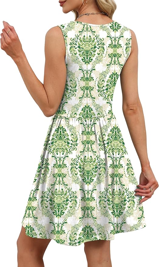 OFEEFAN Summer Dresses for Women Beach Fashion Sundresses Babydoll Dress Button Down Boho Dresses Cute Cross