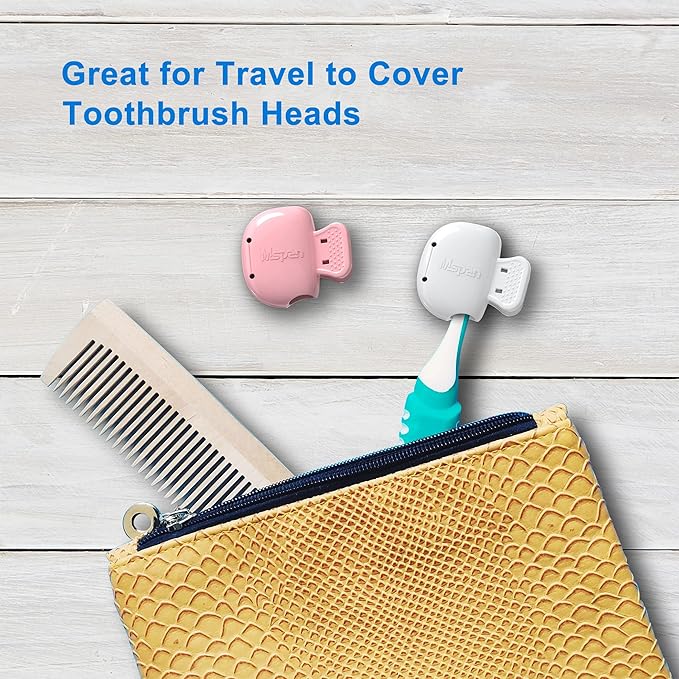 Mspan Toothbrush Head Cover Cap: Tooth Brush Travel Case Protector Plastic Clip Compatible with Manual & Electric Toothbrush for Adults Kids - 2 Packs