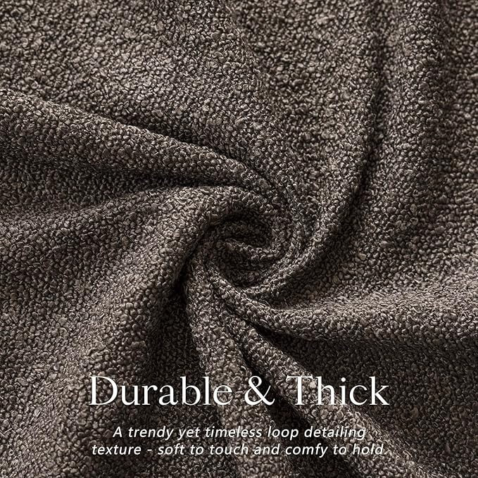 Foindtower Pack of 2 Textured Boucle Throw Pillow Covers Accent Solid Decorative Lumbar Pillow Cases Cozy Couch Cushion Case for Sofa Living Room Home Decor, 12 x 20 Inch,Dark Brown