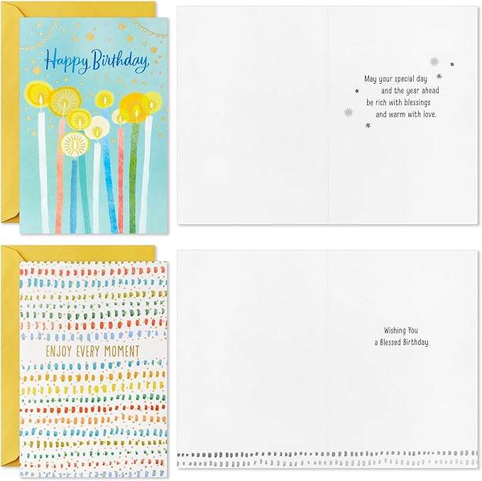 Hallmark Spiritual Birthday Card Assortment (36 Cards with Envelopes, 6 Designs) Blessed Birthday