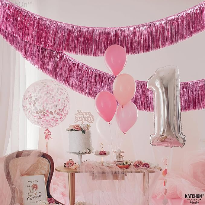 KatchOn, XtraLarge Pink Fringe Banner - 6.5 Ft,Pack of 2 | Fringe Garland for Birthday Party | Pink Streamers for Gender Reveal, Bachelorette Party Decorations | Graduation Decorations 2026