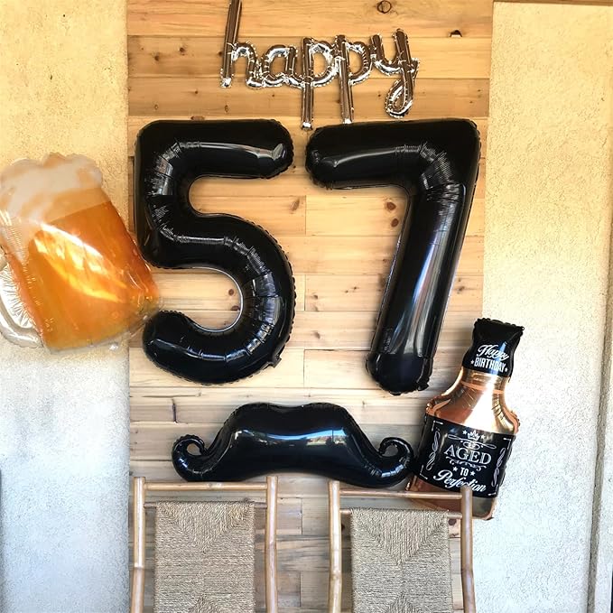 Black Number 17 Mylar Foil Balloons, 40 Inch Giant Black 17th Birthday Balloons for Boys Girls, Black Number 1 & 7 Helium Balloon for Women Men 17th Anniversary Party Decorations Supplies