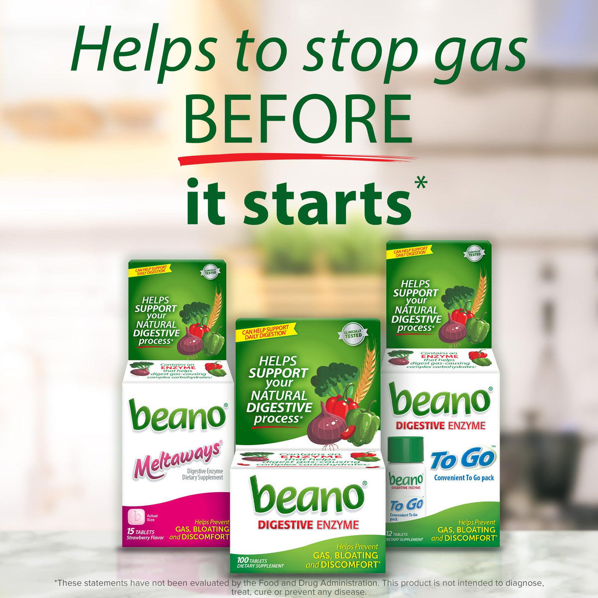 Beano Digestive Enzyme, Preventive Gas Relief for Adults, Helps Prevent Gas & Bloating, 150 Tablets