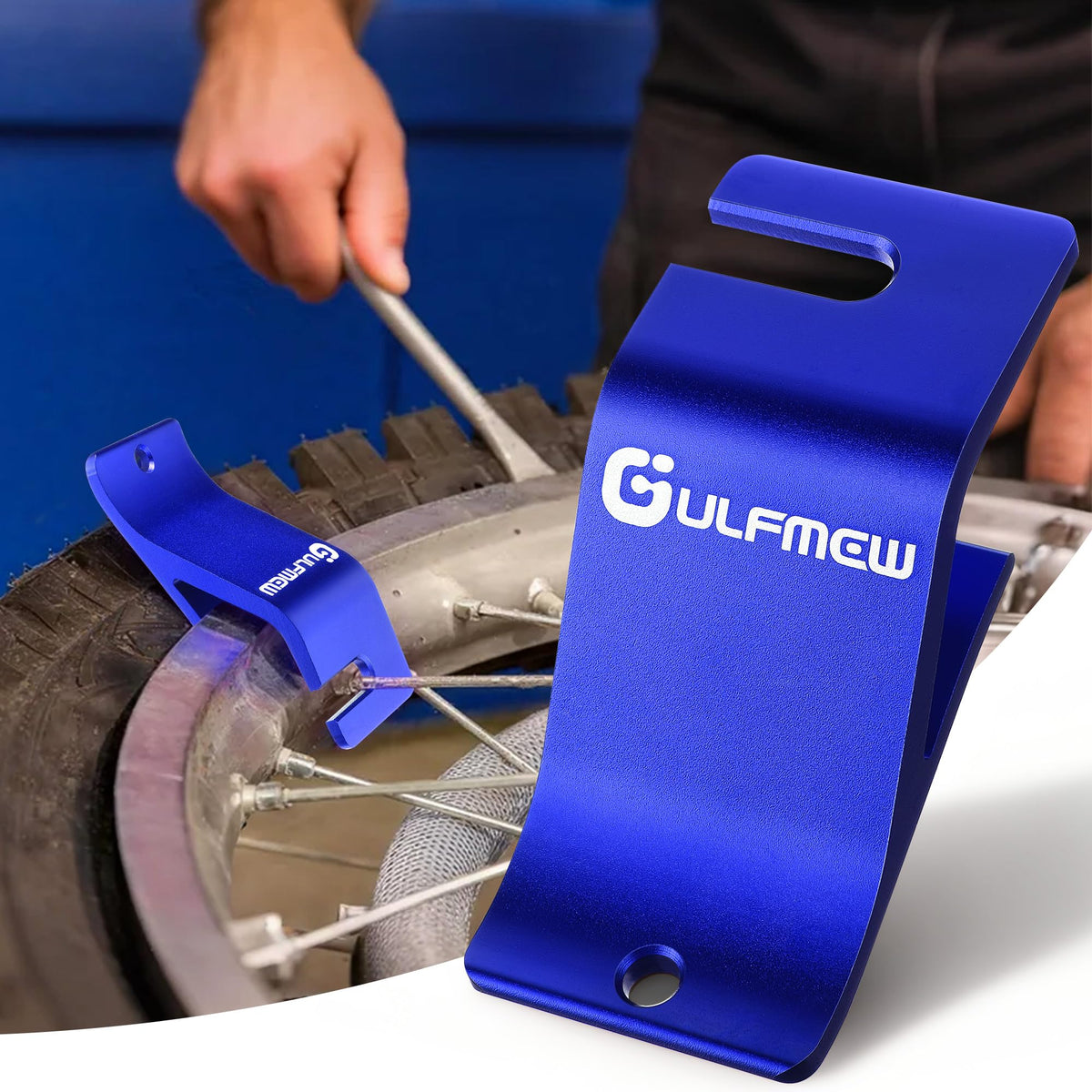 Gulfmew Motorcycle Tire Bead Installation Holder Hook, Aluminum Alloy Off Road Tire Removal Changer Tool, Wheel Bead Install Ass