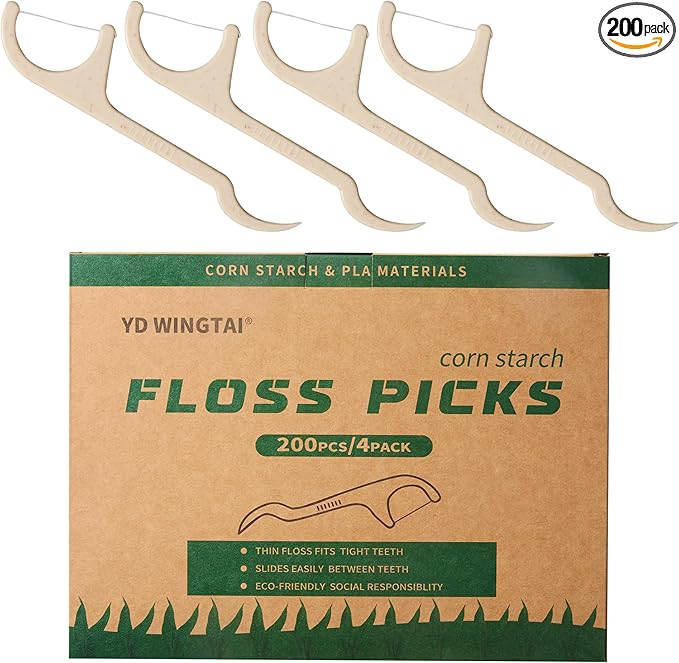 Floss Picks Tooth Picks Sticks Dental Flossers Biodegradable Wooden Grin Glide Tools for Adults Teeth Cleaning