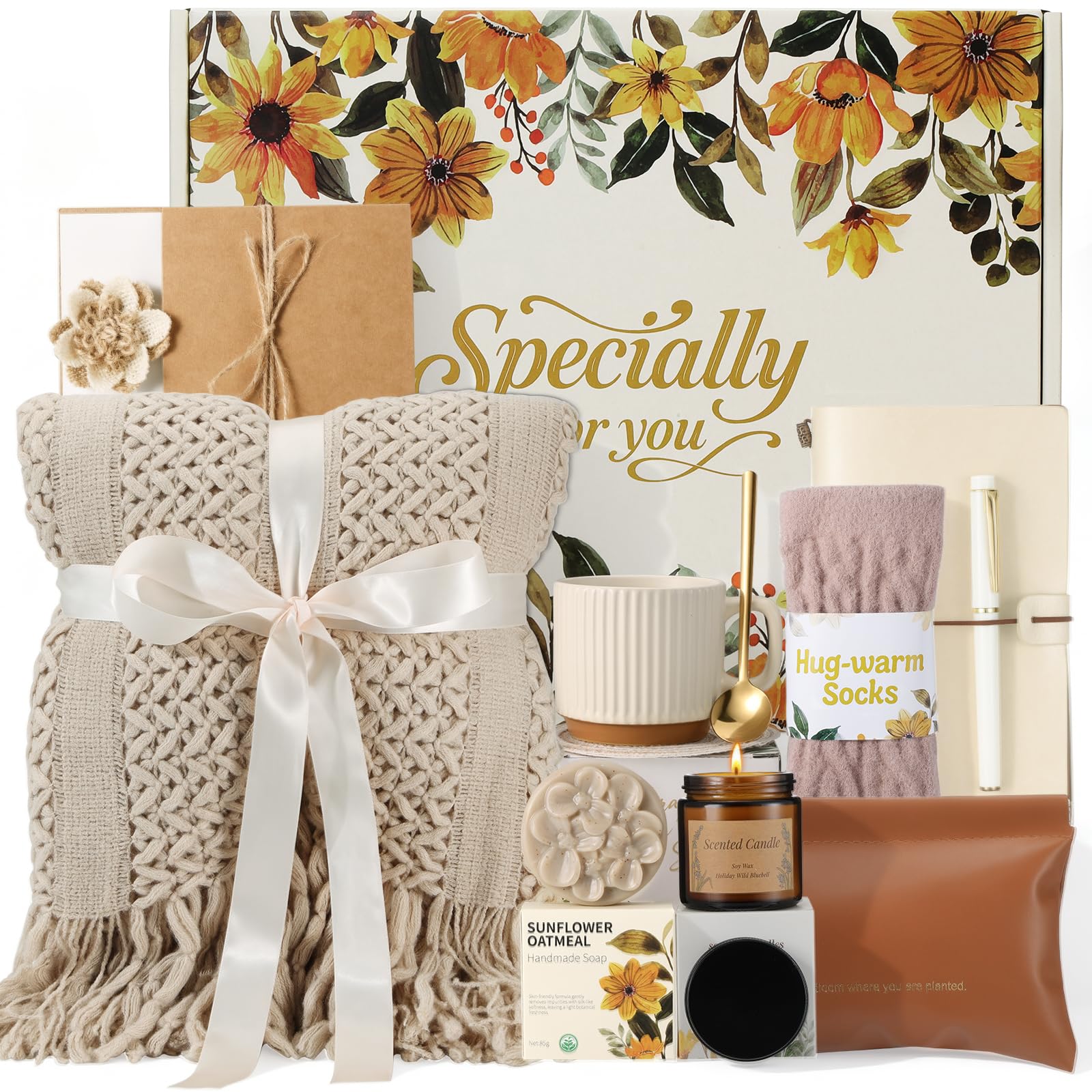 Get Well Gifts Box for Women Self Care Gift - Birthday Gifts for Women Mom Friend, Get Well Soon Gift Baskets for Women Care Package, Thinking of You Thank You Appreciation Gifts for Her Teacher